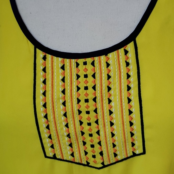 THML Anthro Bright Yellow Embroidered Hi Lo Top - Picture 2 of 4